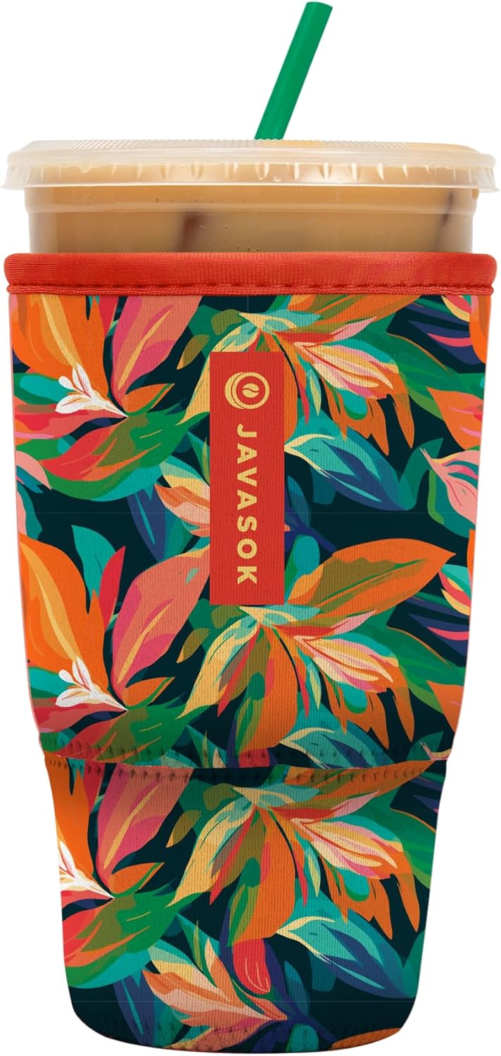 Sok It JavaSok Iced Coffee & Cold Soda Insulated Neoprene Cup Sleeve (Jungle Jive, Large: 30-32oz)