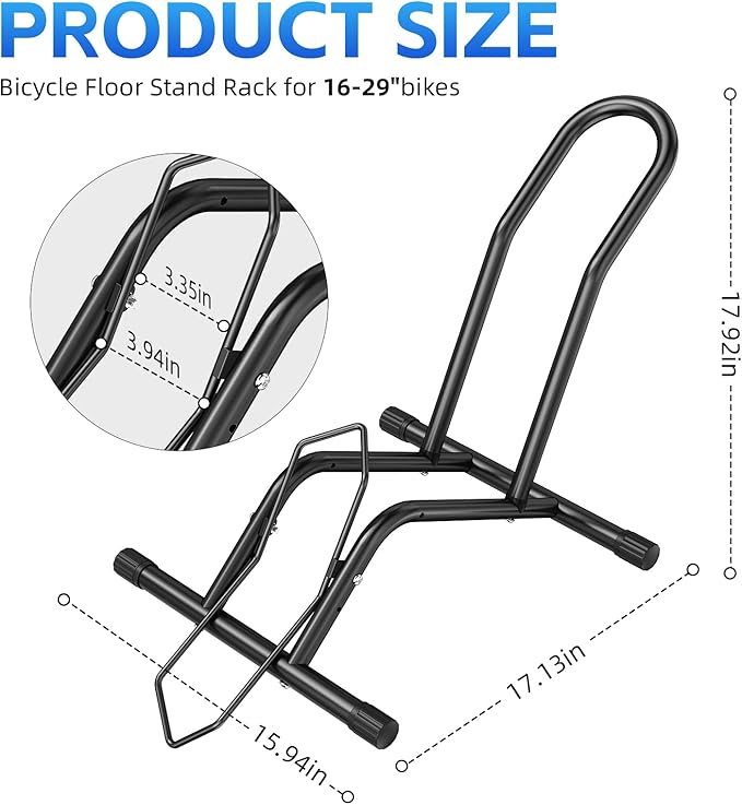 Bike Floor Stand Indoor Bike Stand for Garage/Home,Adjustable Bicycle Parking Stand Fit for 16"-29" Wheel Mini/Mountain/Road Bikes Heavy Duty Metal (Size-01)