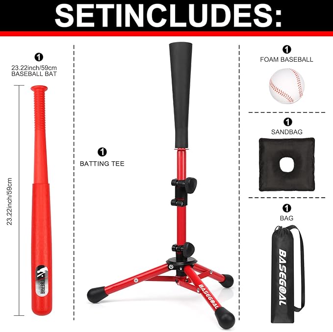 Baseball Tee for Kids,Youth Stand Set,Teeball Set,Youth Baseball,Softball Batting Tee Set,Easy Adjustable Height