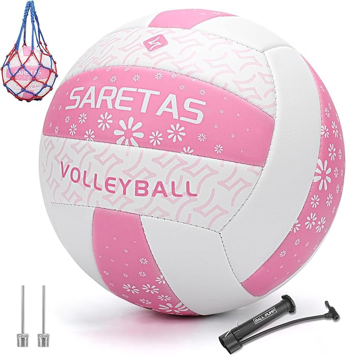Beach/Water/Sand Volleyballs, Outdoor/Indoor Official Size, Soft Touch Volleyball for Beginners, Cute Volley Ball for Girls/Kids/Youth, Ideal Gifts with Pump for Backyard, Pool, Middle School