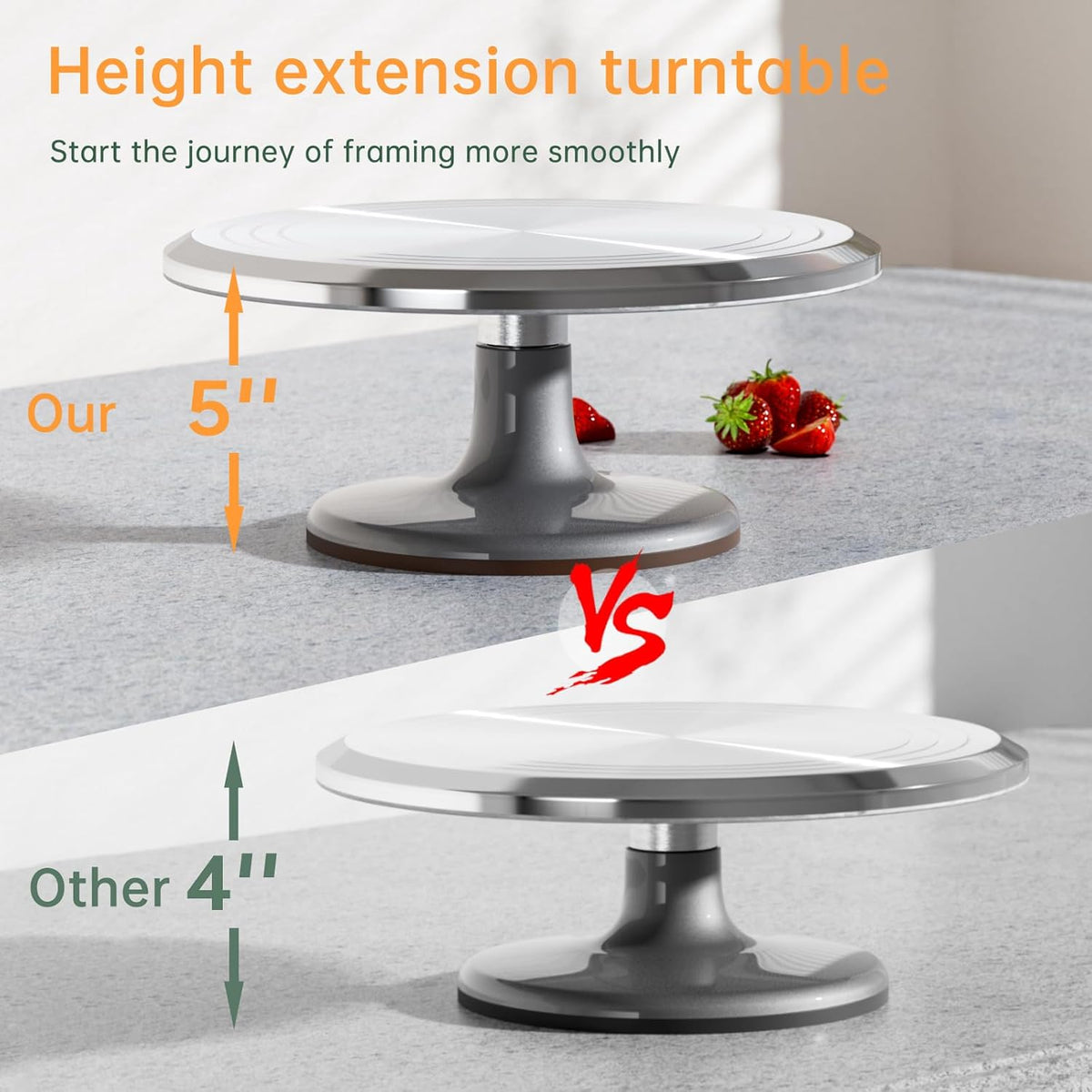 12 Inch Round Aluminum Tall Revolving Cake Decorating Stand,Cake Turntable, Rotating Cake Stand,Cake Spinner Turntable for Decorating,Cake Turntable for Decorating,Professional Cake Decorat Spin Kit