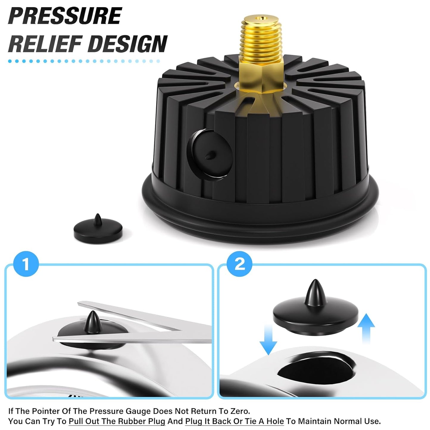 MEANLIN MEASURE 0~300Psi Stainless Steel Liquid Filled Pressure Gauge 1/4" NPT 2.5" FACE DIAL with Rubber Protective Sleeve, Center Back Mount