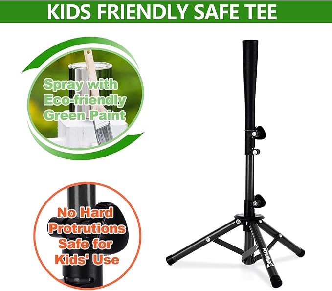 Baseball Softball Tee for Kids Toddles 3-10 Years Batting Hitting Tee T Ball Set Stand for Baseball Trainer Easy Adjustable Height 20.5''-29.5''Portable w/Carry Bag for Indoor Outdoor