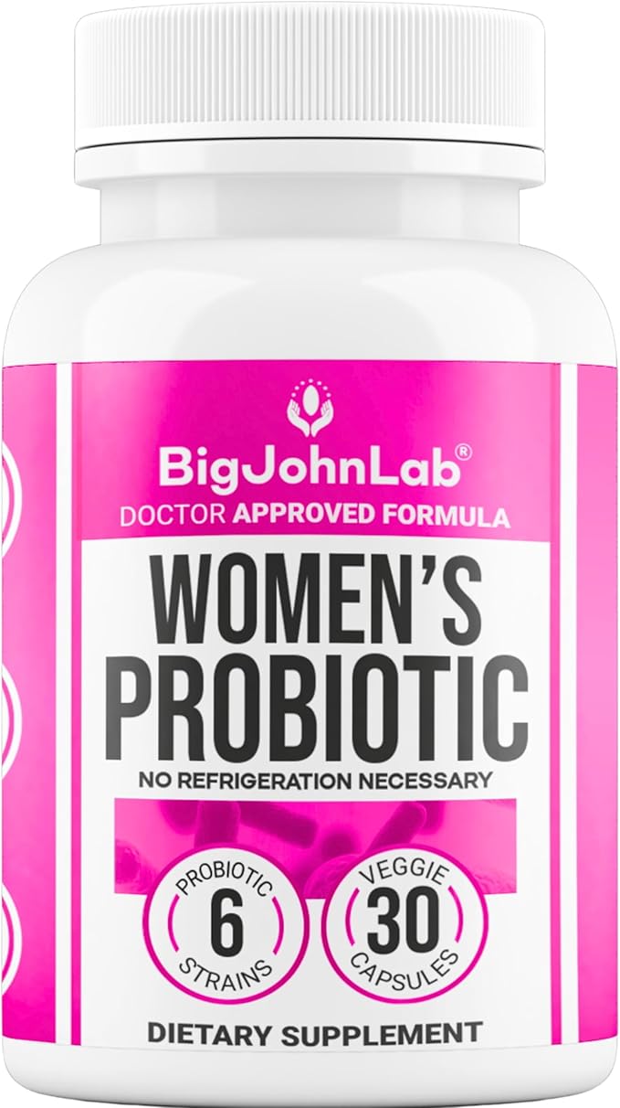 BIGJOHNLAB® - Women's Probiotic Supplement – 50 Billion CFU, 6 Active Strains + Prebiotics – Supports Digestion, Immunity & Wellness – Acid-Resistant, Dairy & Sugar Free, No Refrigeration, 30 Capsules