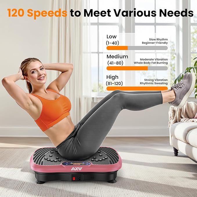 AXV Vibration Plate Fitness Platform Exercise Machine Vibrating Lymphatic Drainage Shaking Full Body Shaker Workout Vibrate Stand Shake Board Sport Gym for Weight Loss Fat Burner for Women Men