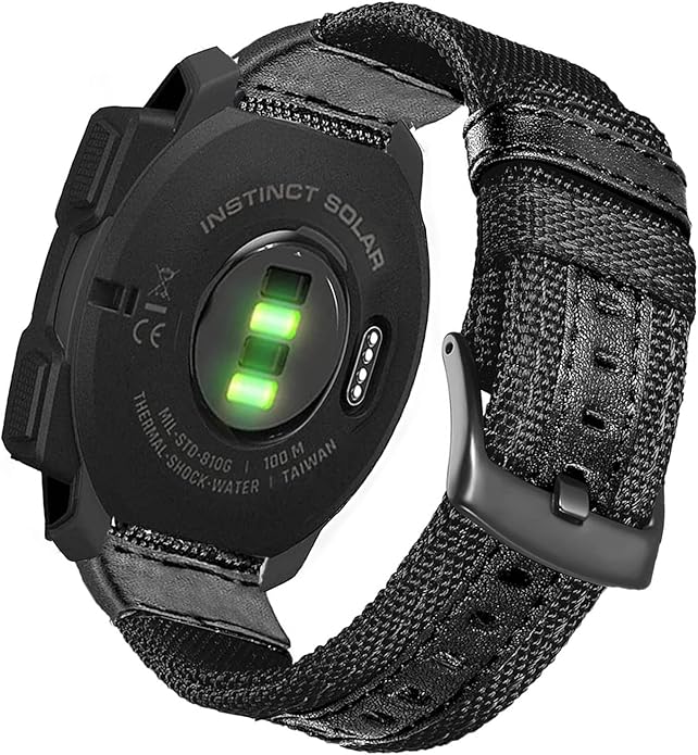22mm Military Nylon Watch Bands for Garmin Instinct/Instinct 2 Solar, Durable Fabric Sport Strap Replacement Wristband Bracelet for Garmin Instinct Tactical/Esports/Tide/Instinct Solar