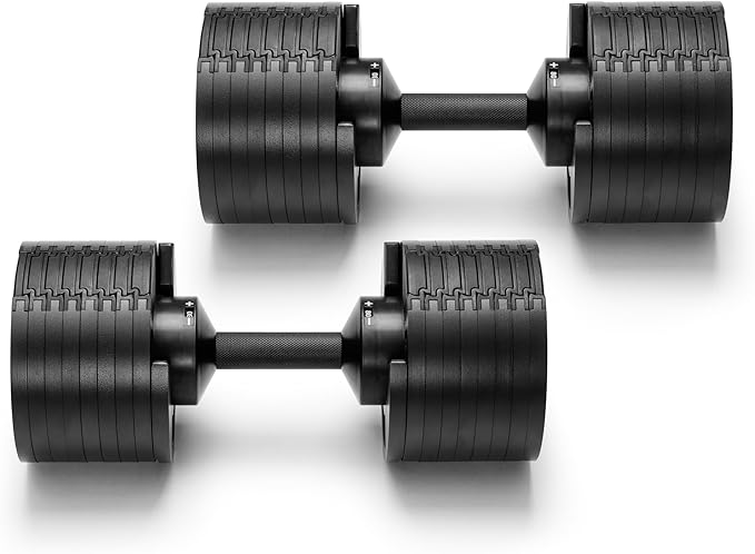 NÜOBELL® Adjustable Dumbbell Set, 5-50 LB or 5-80 LB, Easy Twist 2024-25 Model, All-In-One Weights Set (Pair) for Home, Original Manufacturer