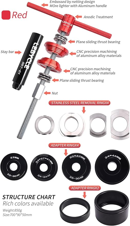 Bicycle Bearing Press Removal Tool，Bicycle Bearing Puller Install Tool, Bike Bottom Bracket Removal Tool Kit, Bicycle Bearing Press Kit BB73 BB86 BB30 BB91 BB92 PF30, MTB Road Bicycle Repair Tools