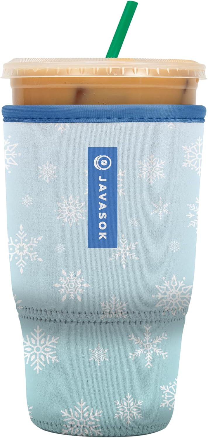 Sok It JavaSok Iced Coffee & Cold Soda Insulated Neoprene Cup Sleeve (Let It Snow, Large: 30-32oz)