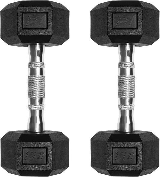 RitFit 5-650 LBS PVC Encased Hex Dumbbell Sets with Optional Rack for Home Gym, Hand weight with Chrome Handle for Strength Training, Workouts