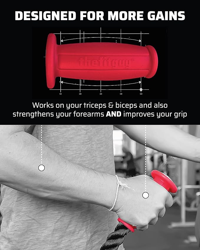 2 Ergonomic 16.5" Single Tricep Ropes | Non-Slip Cable Attachment | Wrist Pressure Relief | Grip Strength & Forearm Activation | Home & Commercial Gym Accessory, For Cable Machine, Smart Gym