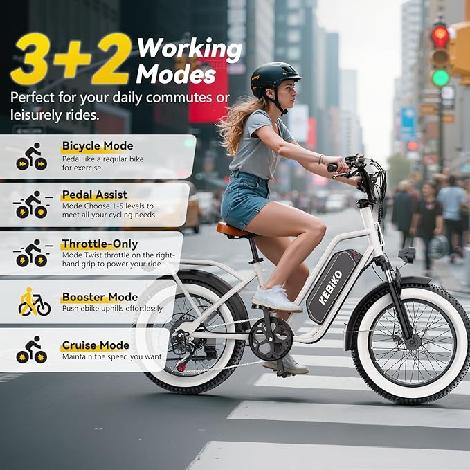 1500W Electric Bike for Adults,48V 20/60Ah Removable Battery Max Range 80Miles & 30MPH Electric Bicycle,20''×4" Fat Tire Ebike,Adult Electric Bicycles for Commute Beach Snow,E-Bike UL Certified