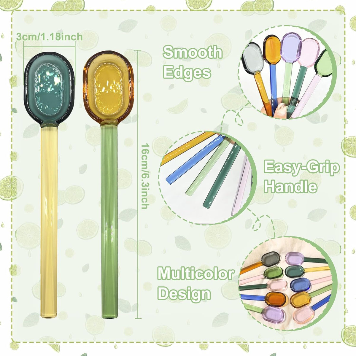 5 Pieces Coffee Spoons, Glass Coffee Stirring Spoon, Espresso Stirring Spoon, Coffee Teaspoons, 6inch Coffee Stirrers for Tea Cocktail Milkshake Cold Drink Home Bar Party