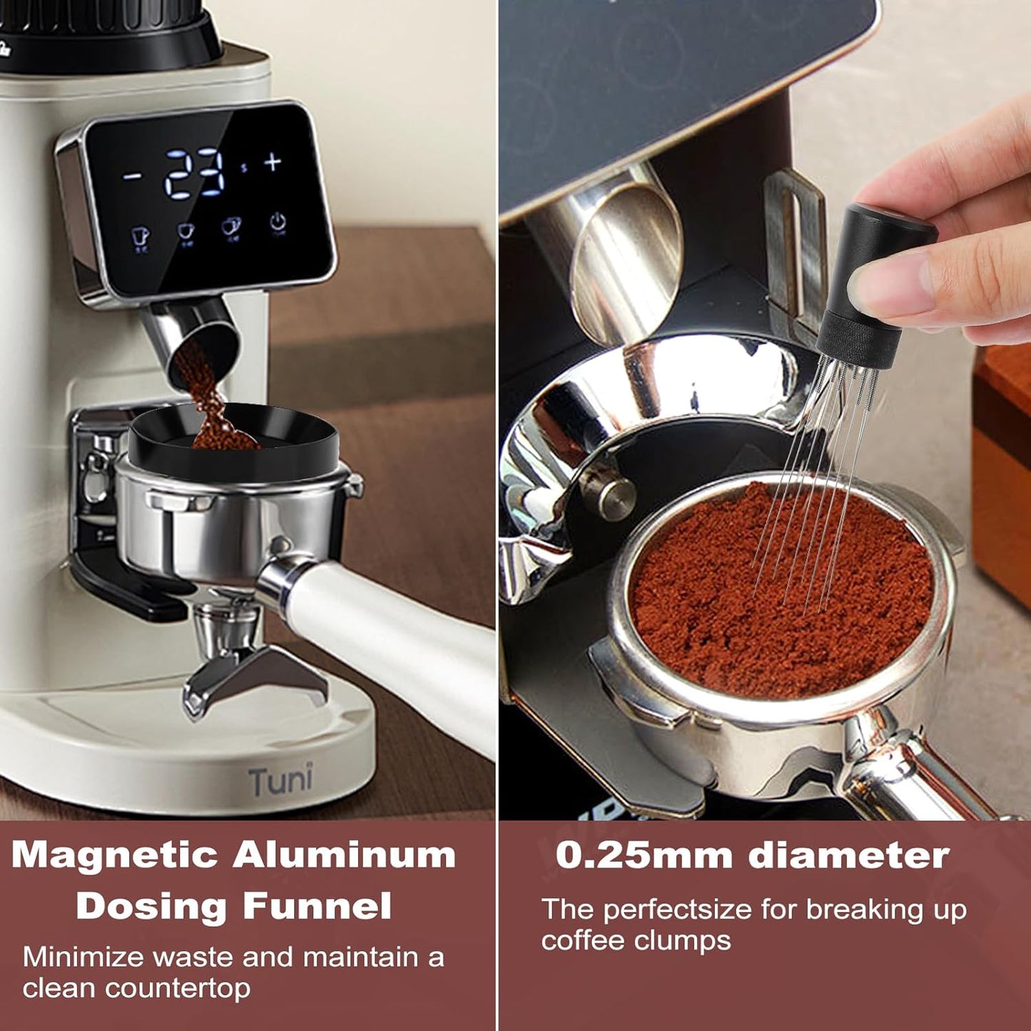 Espresso Accessories Kit 53mm, Coffee Distributor and Tamper Leveler, 316 Stainless WDT Tool with Magnetic Stand, Puck Scree and Dosing Funnel Set Fits Espresso Machine Press and 54mm Portafilters