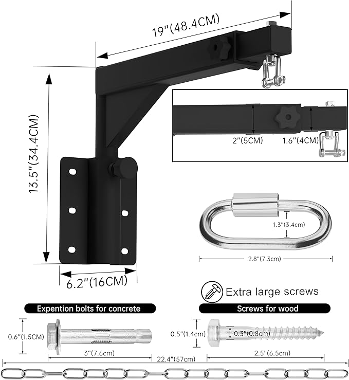 Adjustable Heavy Duty Bag Hanger,Wall Mount Punching Bag Hanger,Thickened Steel Plate and Stainless Steel kit for Home Gym Indoor Outdoor (Supports up to 900Ib)