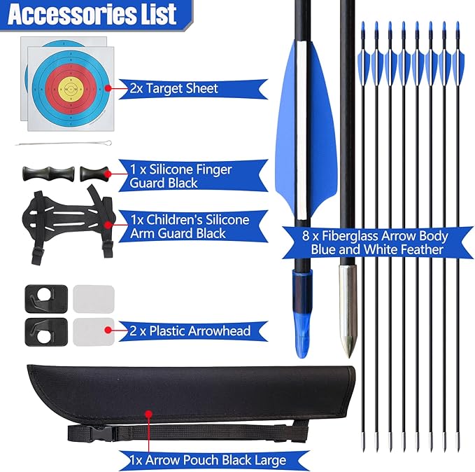 Bow and Arrow Set for Adults Beginner Teens, Dual Arrow Rest for Right and Left Handed Bows 20lbs 30lbs 40lbs Entry Level to Intermediate Archers Complete Equipped Value for Money