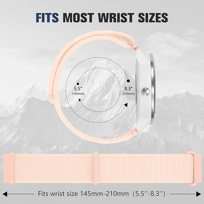 18mm 20mm 22mm Hook and Loop Watch Band Compatible with Garmin Vivoactive 5/ Vivoactive 6/ Vivoactive 3, Soft Nylon Breathable Sport Strap for Venu 2S/ Venu3S/ Forerunner 265s,Venu 3/ Venu 2 Men Women