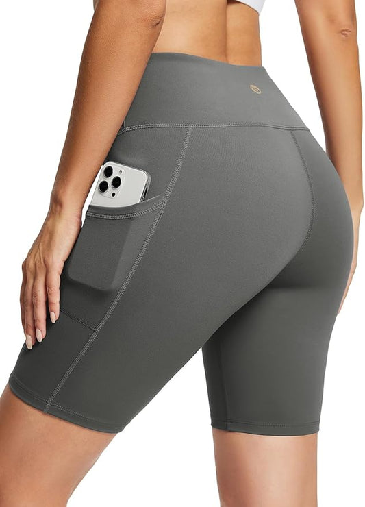baleaf Women's 8"/ 5"/ 3" Biker Shorts High Waist Yoga Workout Gym Running Volleyball Spandex Shorts with Pockets
