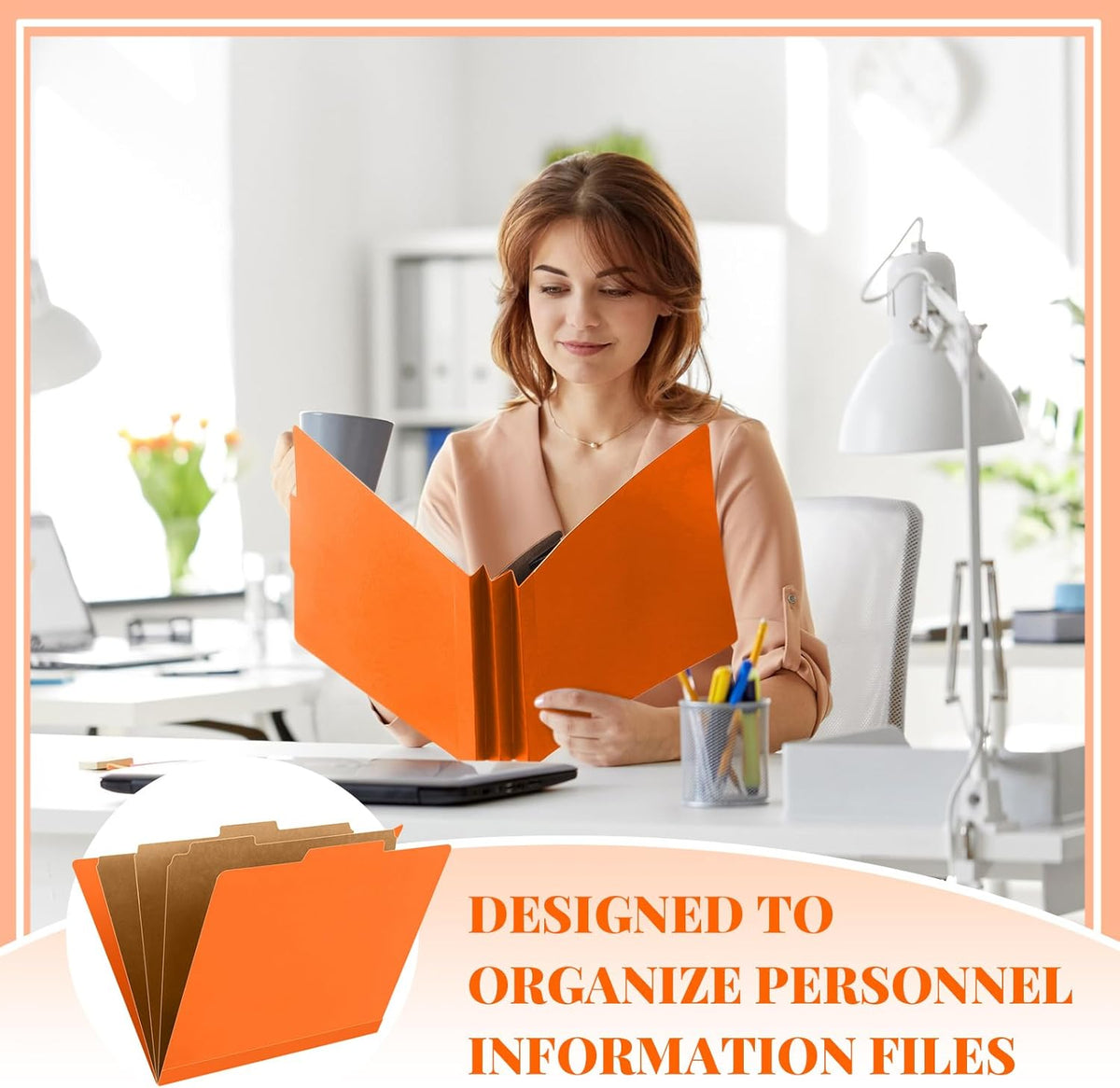 36 Pcs Classification Folders Letter Size, Back to School Supply for Teacher, Student, 3 Dividers Pressboard File Folder Bulk with 2 Fasteners, 3.5 Inch Expanding File Organizer (Orange)