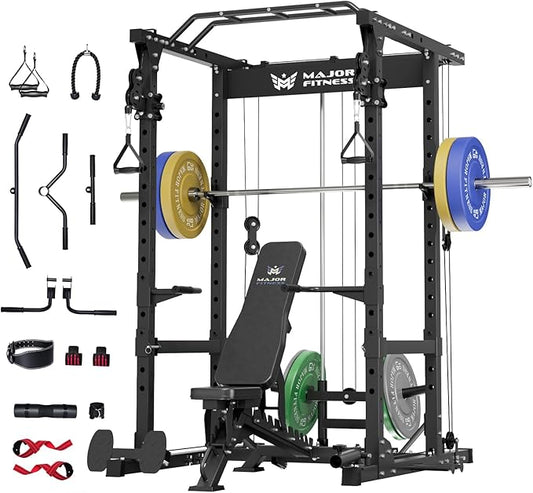 MAJOR FITNESS Drone1 Power Cage - Multi-Function Power Rack for Home Gym, Squat Rack, Cable Crossover System, for Strength Training, Heavy-Duty Steel Construction