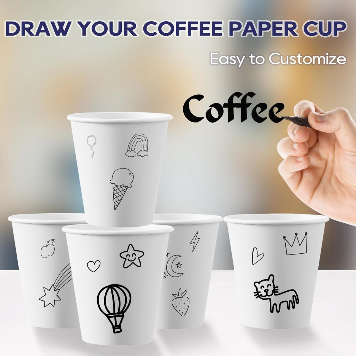 LITOPAK 1000 pack 10 oz Disposable Paper Coffee Cup, Hot Paper Coffee Cups, 10 oz White Paper Cups for Offices, Schools, Shops, Restaurants