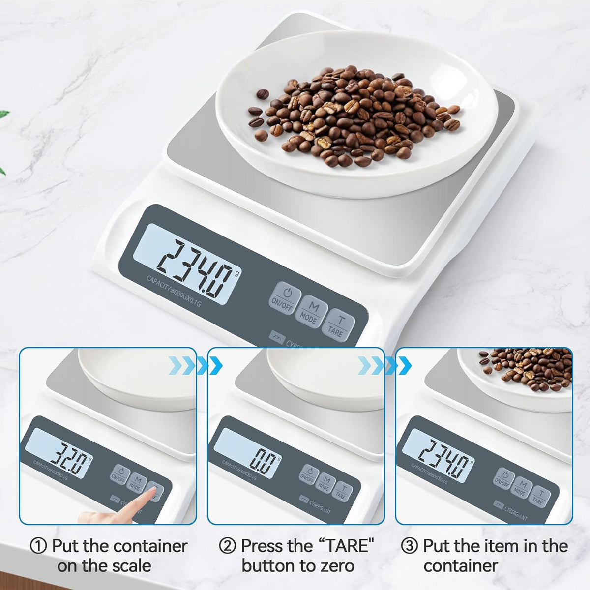 13lb/0.1g Precision Digital Food Scale - Meal Prep Kitchen Baking & Espresso Coffee - Gram Scale with Stainless Steel Platform & LCD Display