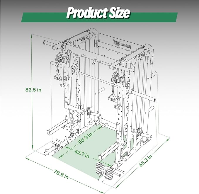 B52 Machine Home Gym with Power Rack, Cable Crossover, Dual Pulley System, Landmine, and Multi-Grip Pull-Up Bar – Heavy-Duty Fitness Equipment for Strength Training and Full-Body Workouts