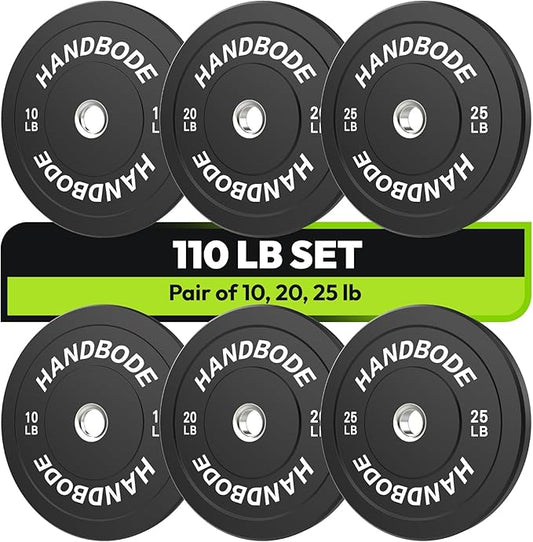 Bumper Plates 2 - Inch Olympic Weight Plate Set for Barbell, 10-55 lb Rubber Weights Sets for Home Gym, Strength Training Plate, Weight Lifting, Black