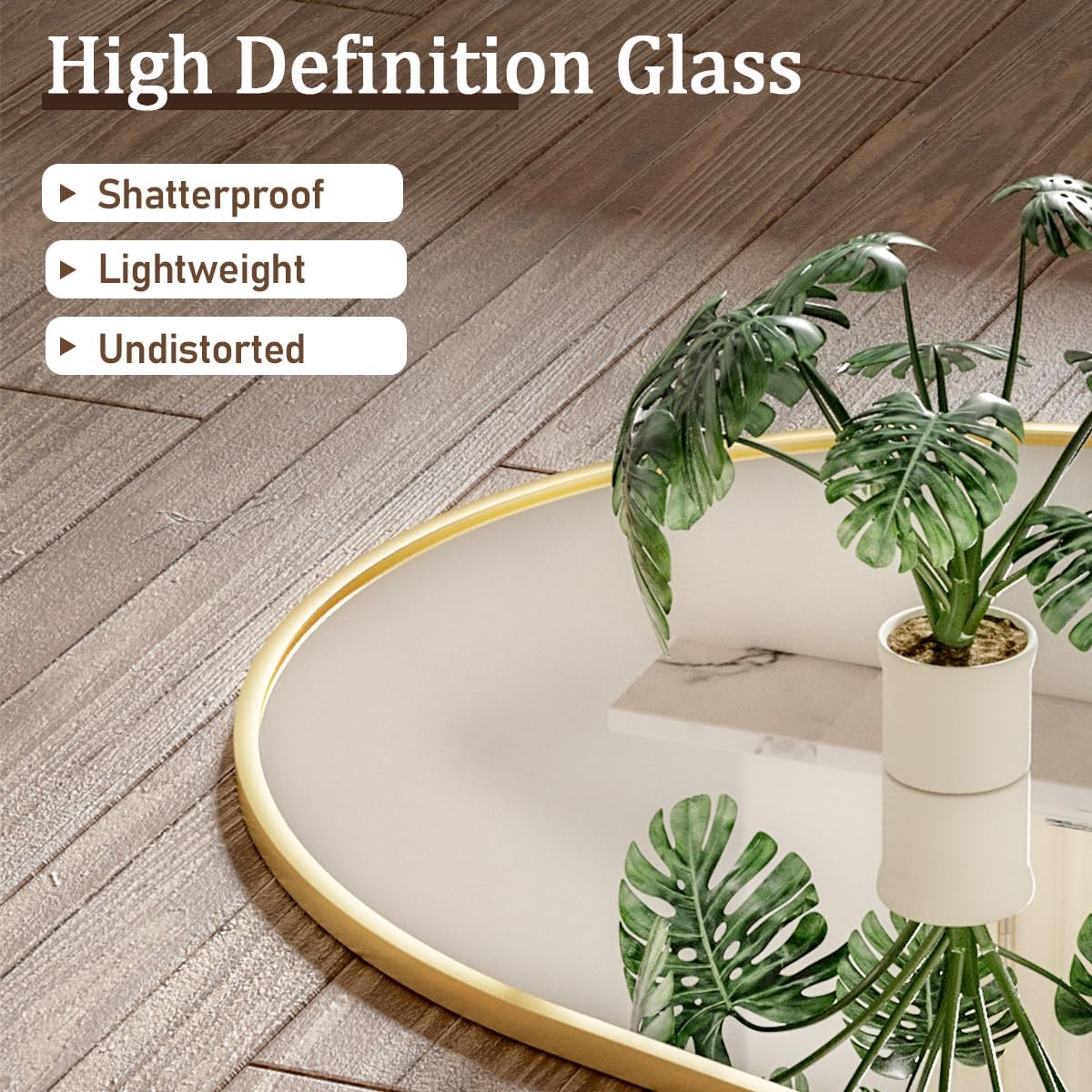 VooBang Oversized Full Length Mirror, 71" x 30" Arch Floor Mirror with Stand, Aluminum Alloy Frame Full Body Mirror for Bedroom Bathroom Living Room Decor, Gold