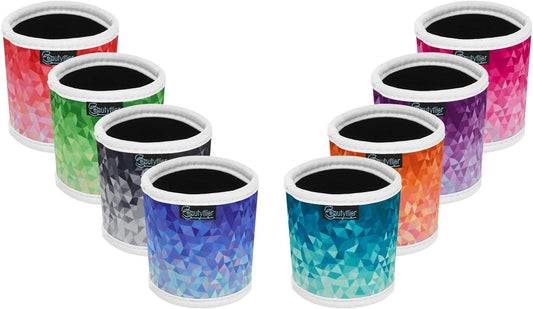Beautyflier 8pcs Anti-Slip Neoprene 2.5mm Thick Collapsible Heat Resistant Coffee Cup Insulated Sleeve for Coffee/Tea/Cold Drinks (Geometric gradient),20 ounces