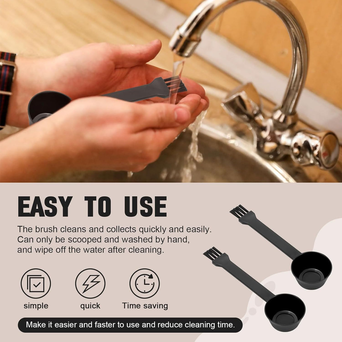 Coffee Spoon With Espresso Grinder Brush 2 in 1 Brush Compatible for Cuisinart DBM-8P1 Coffee Machine Brush for Coffee Grinder Cleaner Scooping Coffee Powder(2PCS)