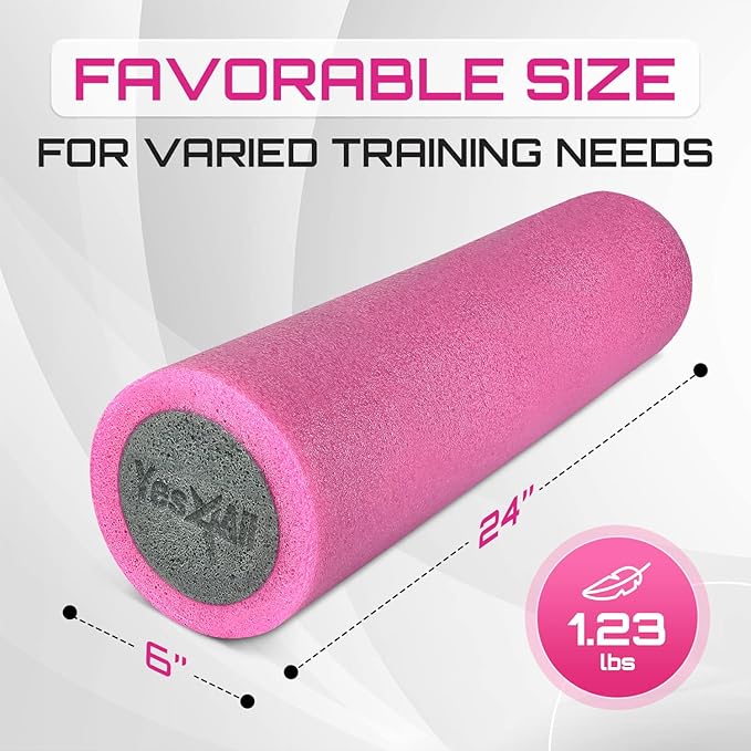 Yes4All High-Density EPP Round Back Roller Foam, Exercise Foam Roller for Yoga, Pilates & Stretching - 12, 18, 24, 36 inch