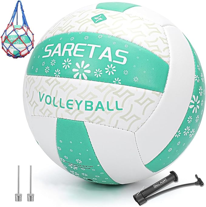 Beach/Water/Sand Volleyballs, Outdoor/Indoor Official Size, Soft Touch Volleyball for Beginners, Cute Volley Ball for Girls/Kids/Youth, Ideal Gifts with Pump for Backyard, Pool, Middle School
