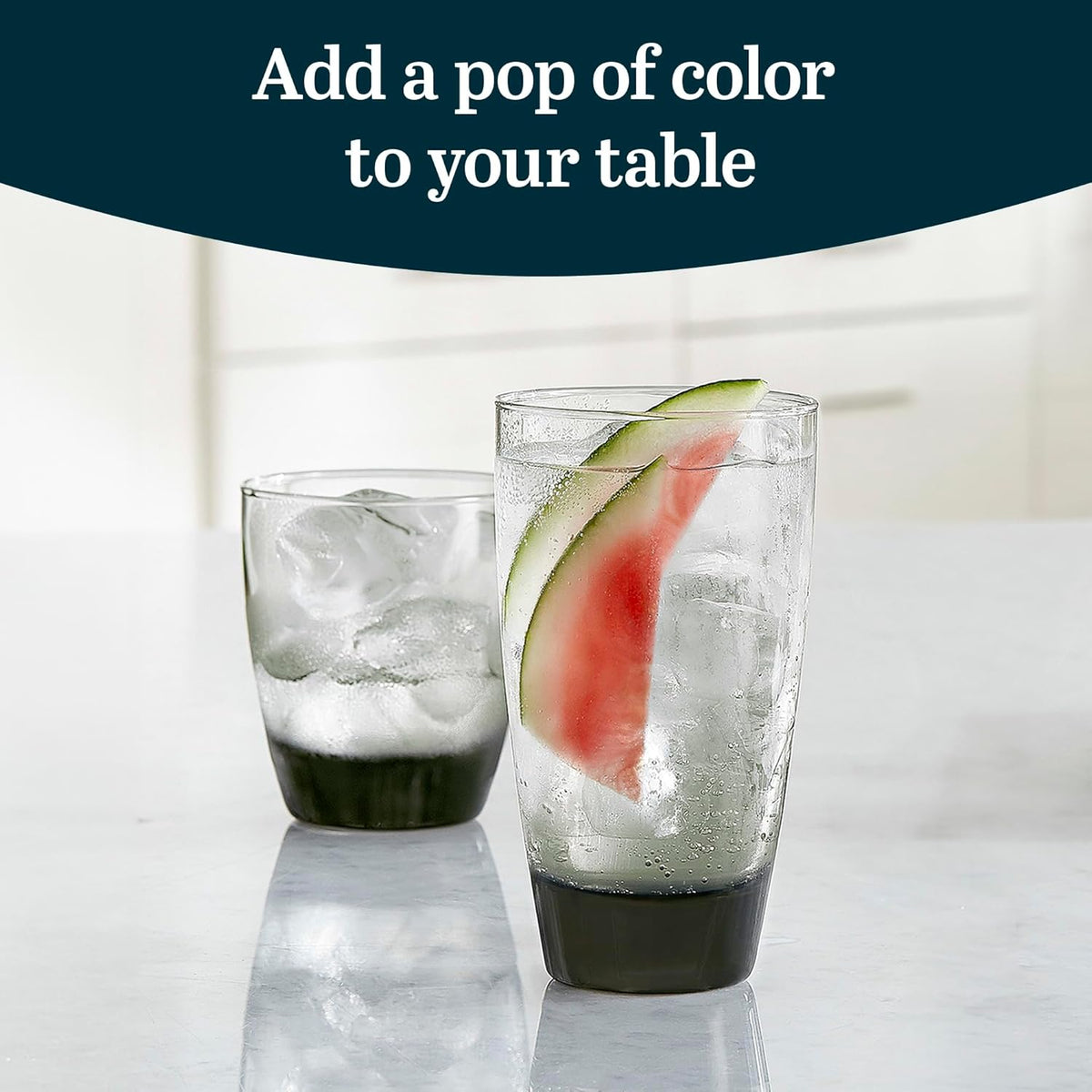 Libbey Classic Rocks and Tumbler Glasses Set of 16, Smoke Hue, Lead-Free Water Glasses, Dishwasher Safe Drinking Glasses Set