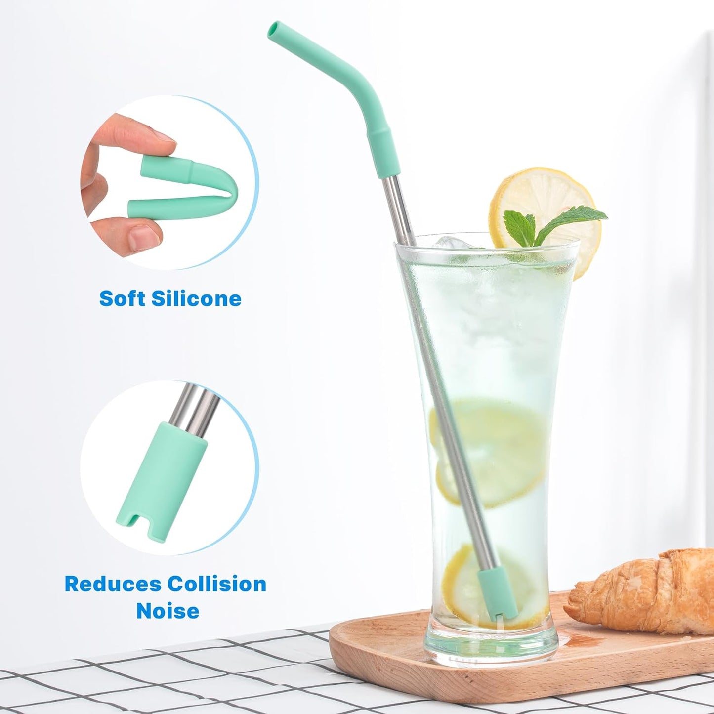 6Pcs Silicone Straw Tips, Reusable Rubber Straw Tips for Metal Straws and Other 0.31Inch (8MM Outdiameter) Straws, Fit for Stanley Cup Tumbler (Multicolor 2)