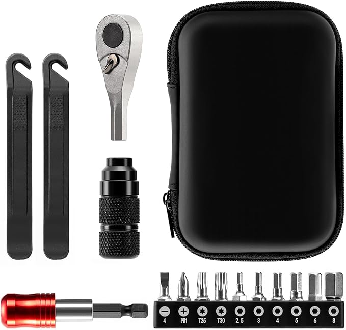 Bike Repair Tool Kit with 10 Magnetic Bits - Alloy Multitool for Bicycle, MTB, Road Cycling - Portable Multifunction Tool Set in One Safety Kit
