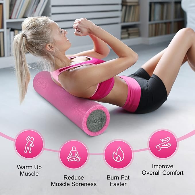Yes4All High-Density EPP Round Back Roller Foam, Exercise Foam Roller for Yoga, Pilates & Stretching - 12, 18, 24, 36 inch