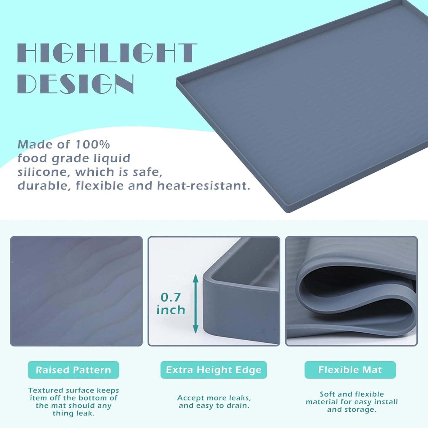 URMONA Waterproof Silicone Under Sink Mat 34'' x 19'' Shelf Liner for Kitchen and Bathroom, Cabinet and Counter Protector, Storage and Organizers, Litter Mat, Pet Cat Puppy Essentials(Beige)