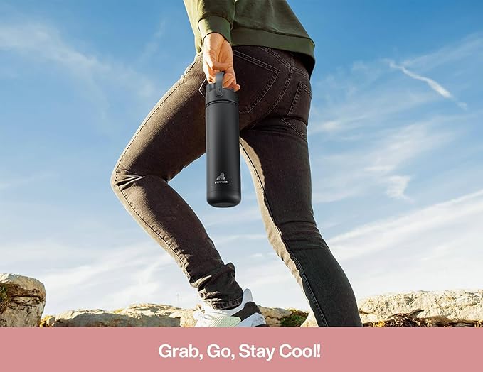 26 oz Insulated Water Bottle with 2-in-1 Straw and Spout Lid, Keep Cold 24H, Leak-Proof, Fits in Car Cup Holder, Stainless Steel Water Bottle for Sports, Travel, Gym, and School (Candy Ripple)