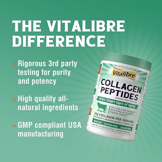 Bovine Collagen Peptides Powder for Women and Men, Grass-Fed Hydrolyzed Collagen Protein Type I & III, Skin, Hair, Nails, Bones, Digestion, Unflavored, Non-GMO, Keto & GF, 11 Servings, 8oz