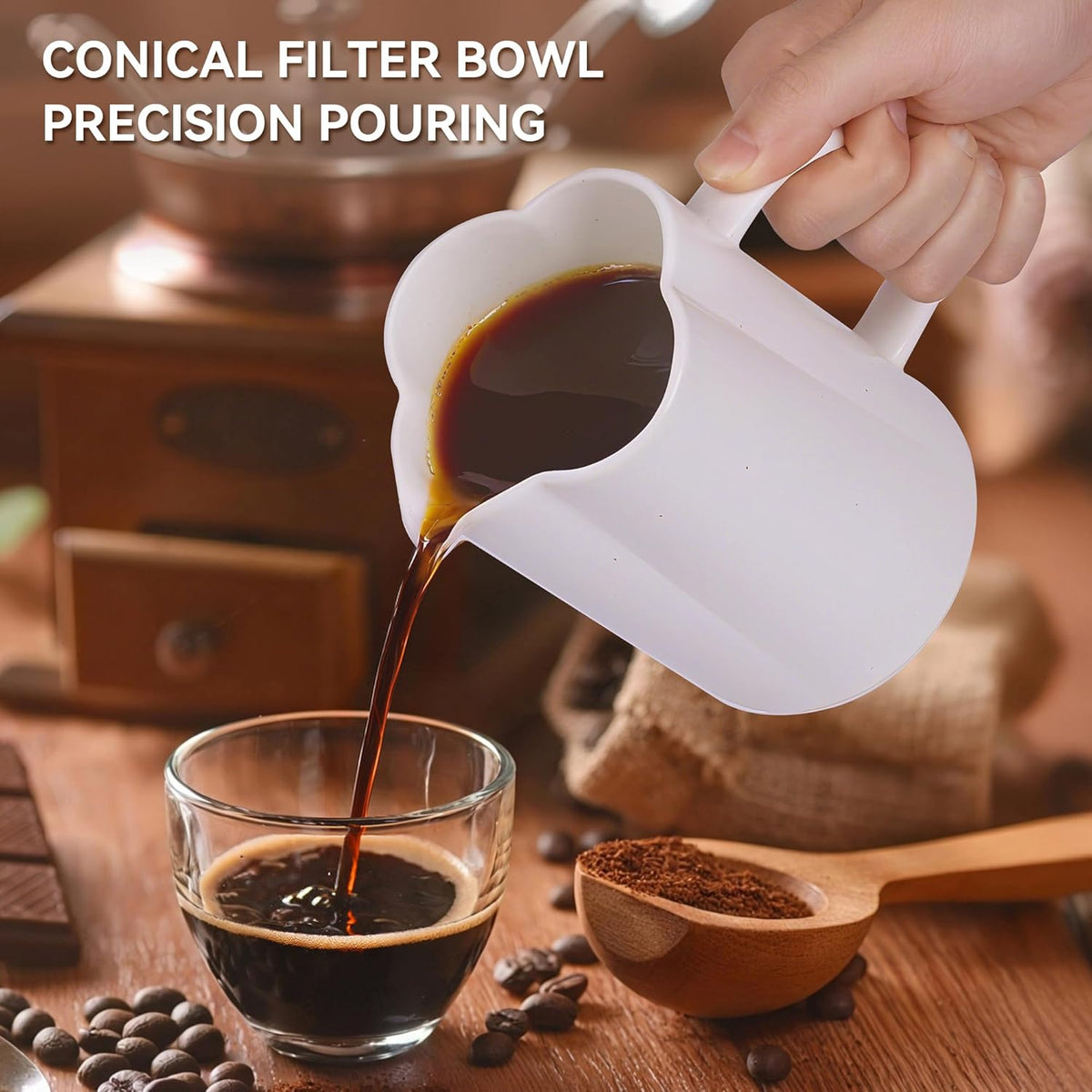 AZYM Pour Over Coffee Maker Set,V60 Coffee Dripper with 20 Count Paper Coffee Filters,Four-Leaf Clover-Shaped Drip Coffee Maker,Vintage Ceramic Carafe,for Home Brewing,Camping,17.5 oz (White)