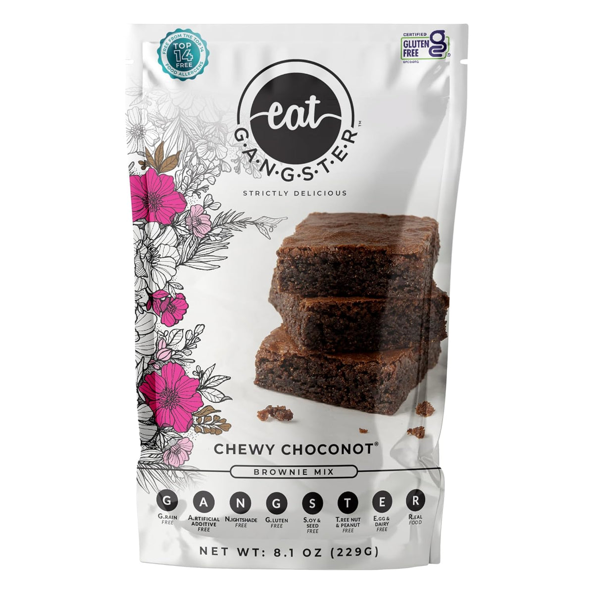 eat G.A.N.G.S.T.E.R. Chewy Choconot Brownie Mix - Allergy-Friendly Baking Mix, Grain-Free, No Dairy, Nuts, Gluten, Dairy - For Paleo & AIP Diets, Try with Chocolate or Carob Chips & Nut Butters