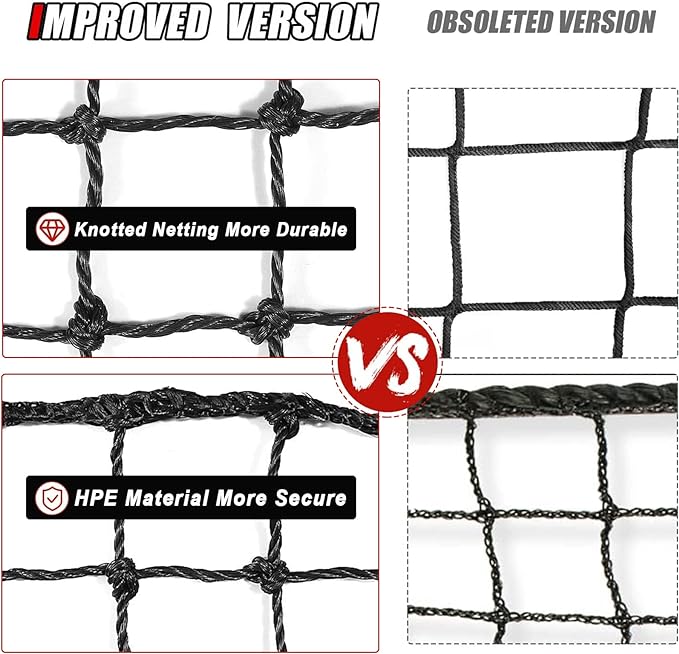 Baseball Softball Backstop Nets,Sports Net,Sports Netting Barrier,Sports Netting for Backyard,Twisted Knotted PE Net