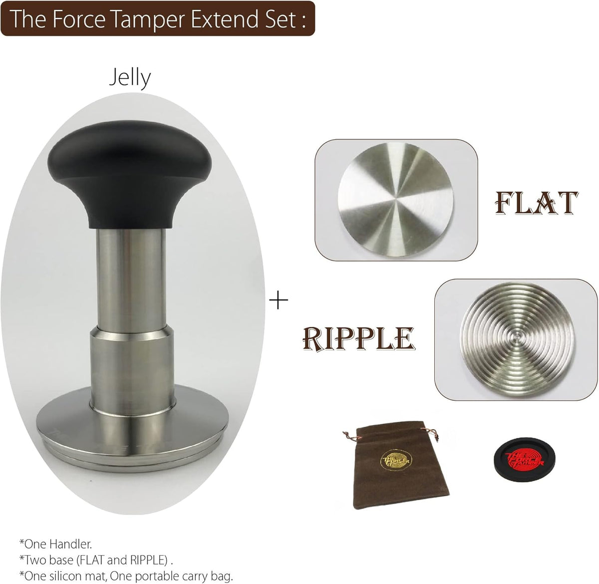 The Force Tamper Automatic Impact Coffee Tamper Adjustable Const Pressure and Autoleveling Extend Set New