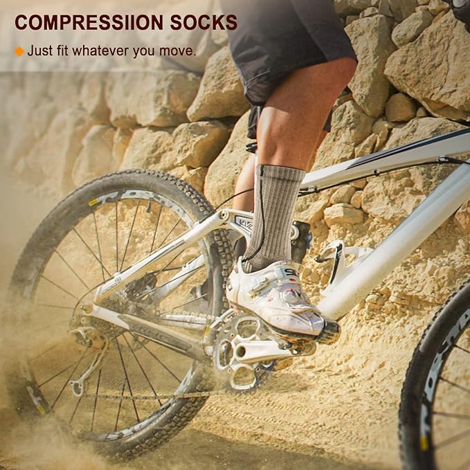 BULLIANT Compression Socks for Men 6Pairs, Athletic Crew Socks Cushioned For Men Sports Running-Arch Support