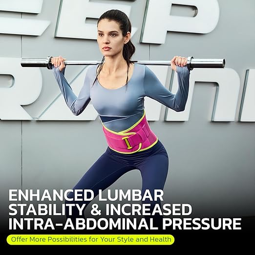 Back Brace for Lower Back Pain Relief, 8X Powerful Support System,Lumbar Support Belt for Men & Women Ergonomic 3D knitted Design with Adjustable Strap for Fitness Running Home Pilates Pink S