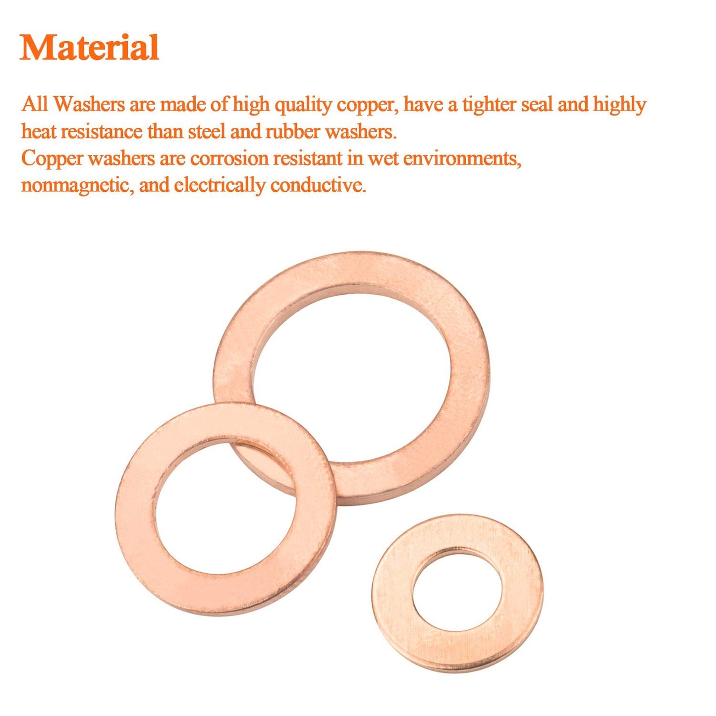 M22 Flat Washer Copper Sealing Ring, 22mm ID 28mm OD 1.5mm Thickness Metric Sealing Gasket, 20 Pieces