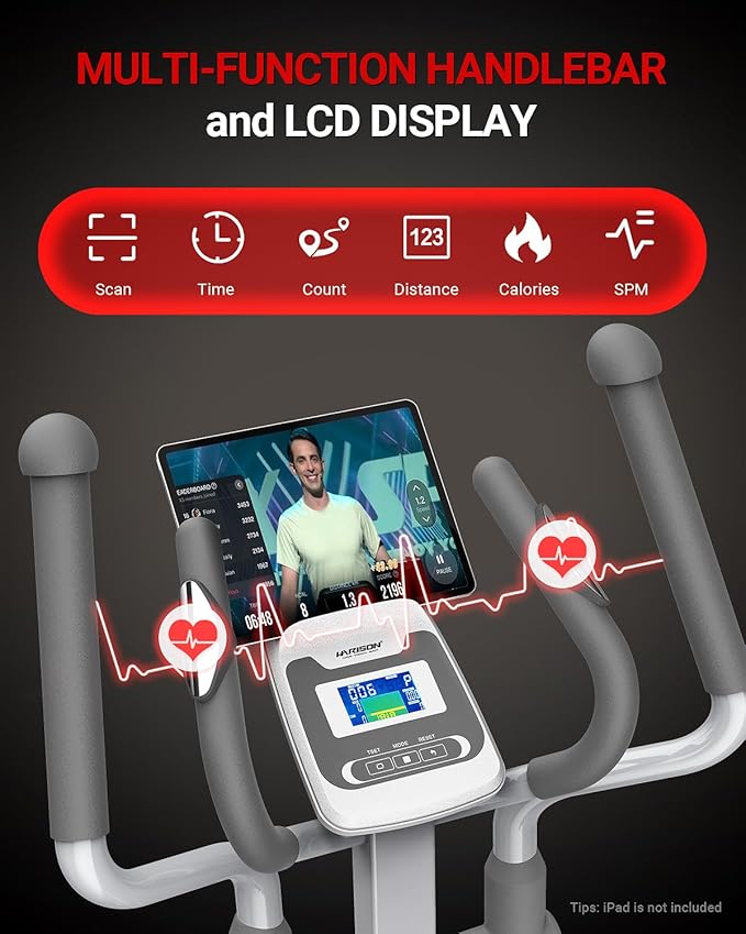 HARISON Elliptical Machine for Home 350 LBS Capacity, Magnetic Elliptical Exercise Machine with 16-Level Resistance Control, Elliptical Trainer with HARISON Bluetooth