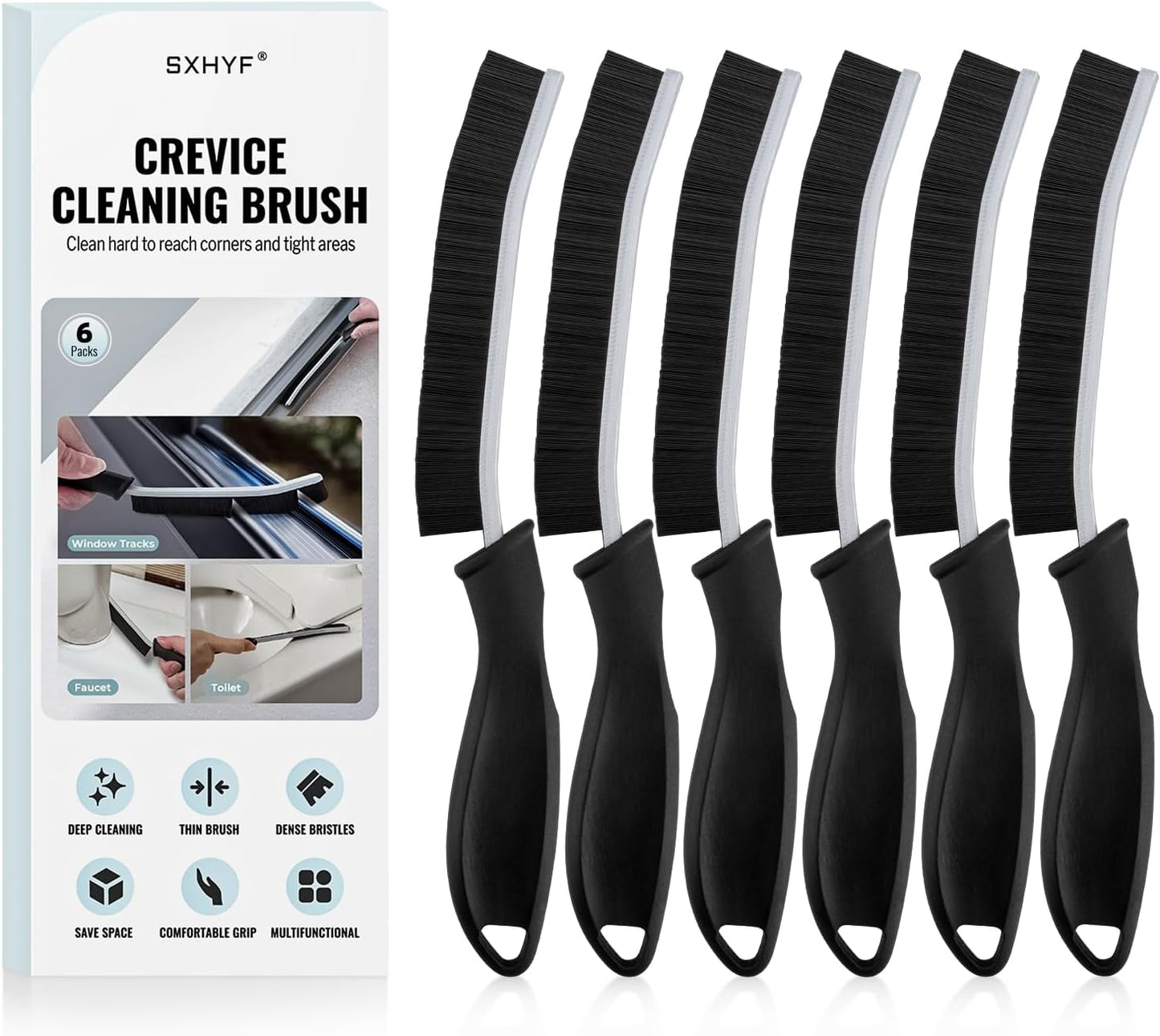 SXhyf Cleaning Brush - Hard Bristle Crevice Cleaning Brush, Multifunctional Gap Scrub Brush, Home Essentials, Bathroom Cleaner Tools for Household Use, Kitchen, Window, Faucet, S1110SE