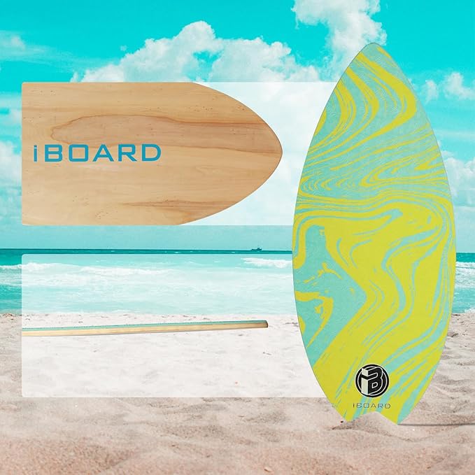 36” Skipper Skimboard with High Gloss Coat Wooden Skim Boards for Beginners, Teenagers and Adults Beach Skimboard 3 Color Traction Pad to Choose